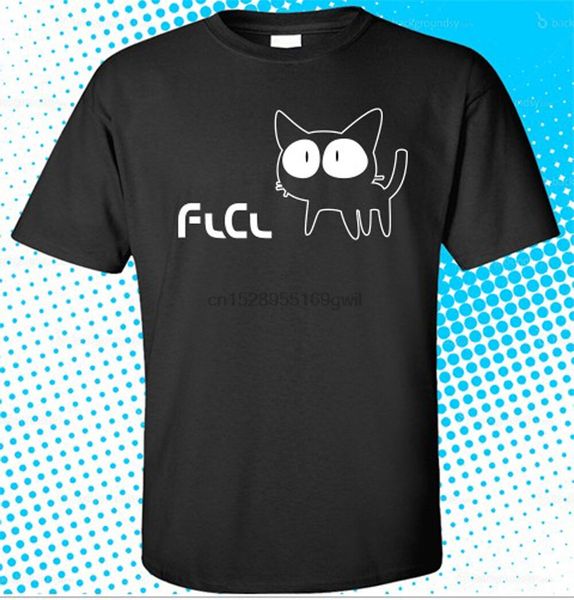 

new fooly cooly flcl anime cartoon cat logo mens black t-shirt size s to 3xl(1