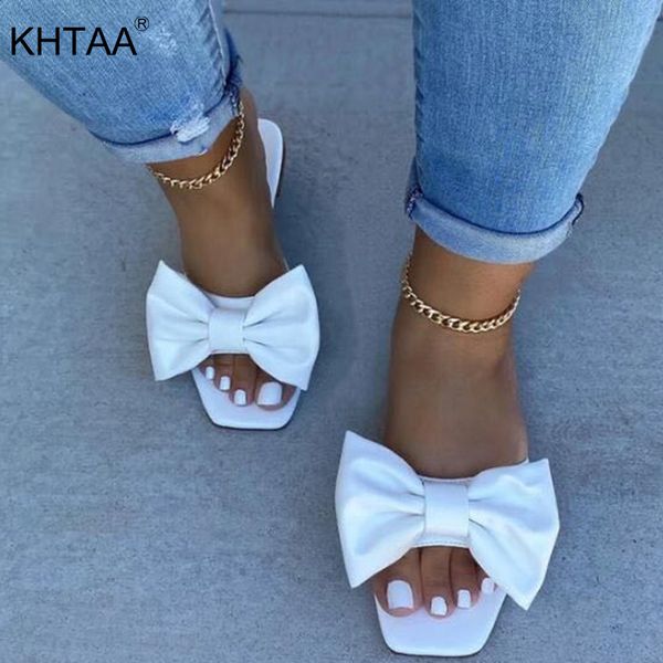 

slippers summer bow tie square fashion soft pu leather women outside beach causal slides female toe ladies shoes woman 2021, Black