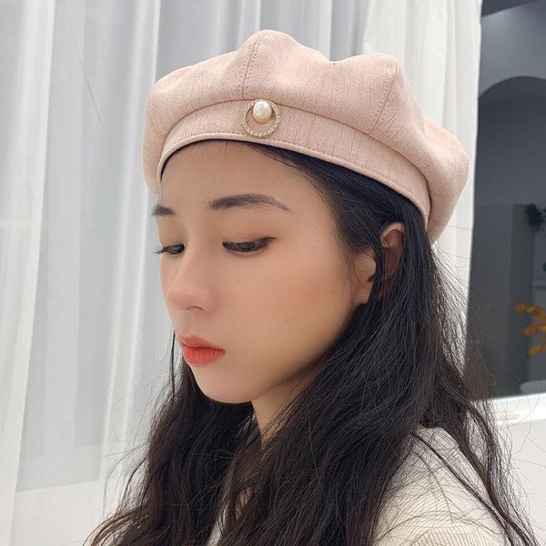 

мягкий хлопок женщины береты hat осень breatable лето покрашены шляпы solid color восьмиугольная hat берет, Blue;gray