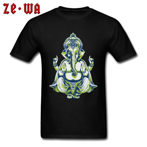 

ganesha elephant tattoo t-shirt men hinduism god design t shirt father day gift & tees 100% cotton black clothes special