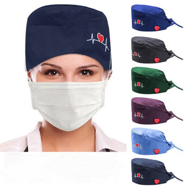 

fashion printed hats men and women button work hat casual cap bouffant hat, Black