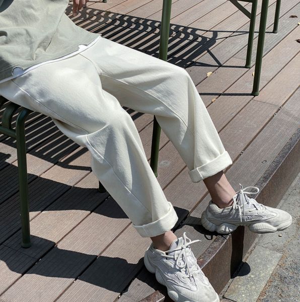 

2020 spring and autumn new youth popular men's pure color korean style fall jeans fashion casual straight-leg pants s-2xl, Blue