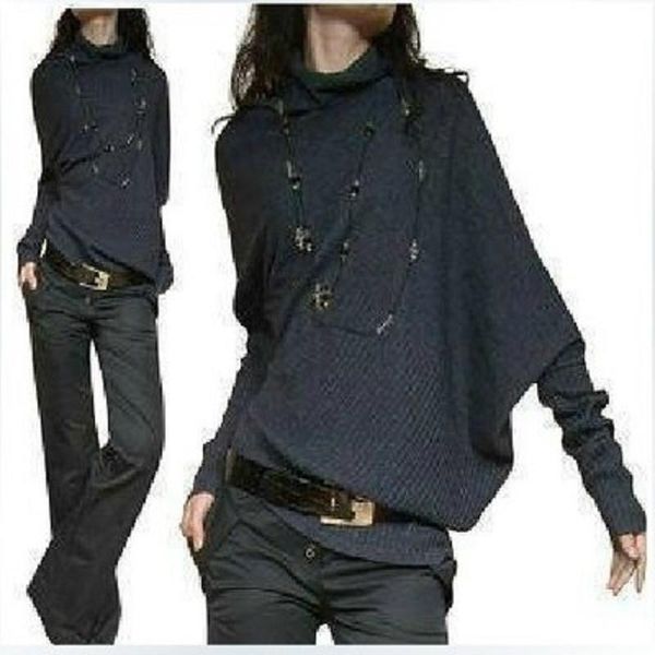 

new spring and autumn style irregular batwing women sweaters woman knitwears show thin plus size xxxl winter girl clothes, White;black
