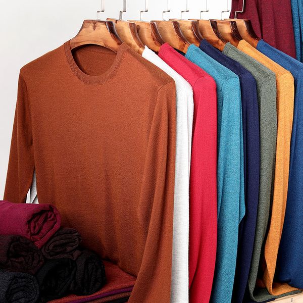 

men's sweaters 2021 autumn and winter wool round neck pullover boutique business casual pure color cardigan brand 14 colors, White;black
