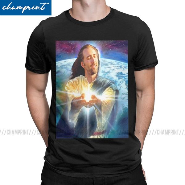 

jesus cage t-shirts men nicolas cage funny meme funny cotton tee shirt crew neck short sleeve t shirt 6xl