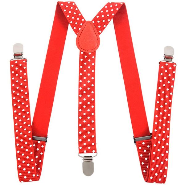 

red & white polka dot - funky trendy suspender braces  fits all, Black;white