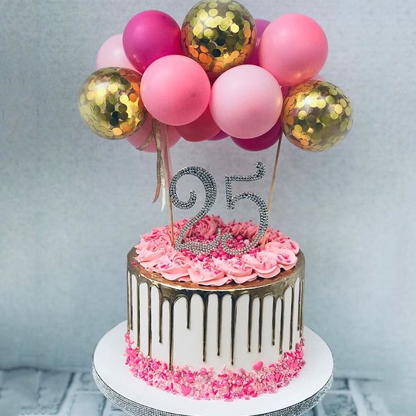 

fancy silver/gold number cake ers balloon garland ers birthday cake decoration 25th 30th 40th 50th party gift