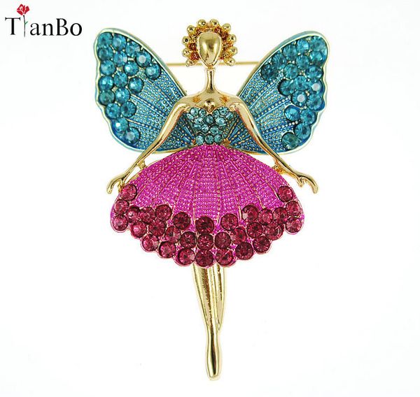 

pins, brooches tianbo angel music fairy brooch for women girl dress accessories crystal rhinestone pins and cute, Gray