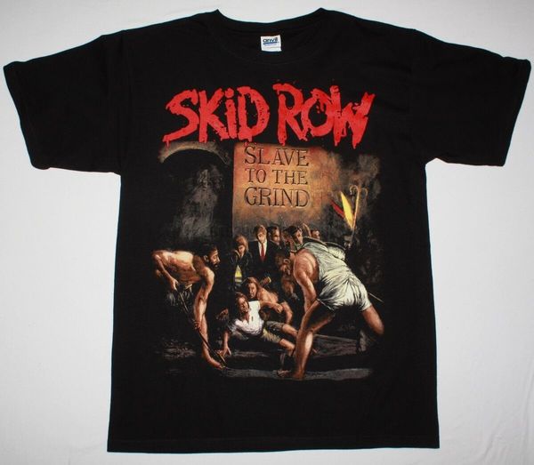 

skid row slave to the grind91 glam rock skidrow dokken ratt new black t-shirt