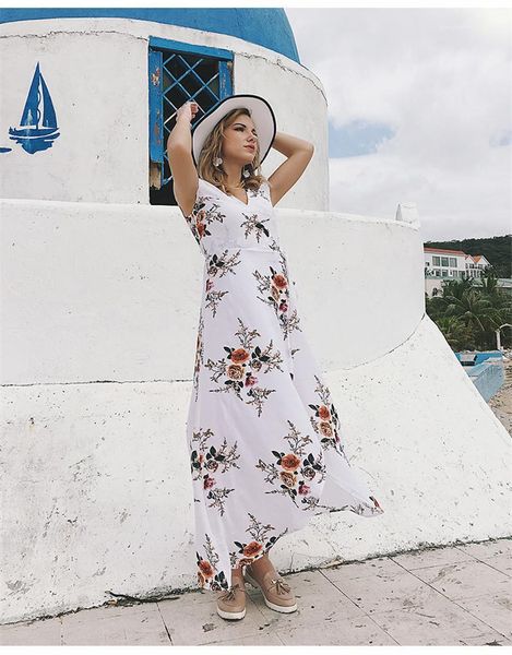 

famale clothing ladies printed chiffon split dress fashion short sleeve v neck irregular beach vacation dress designer, Black;gray