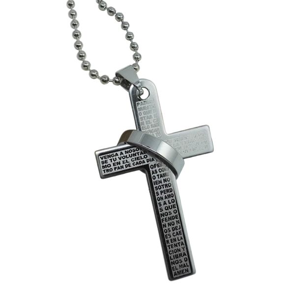 

new men boys stainless steel bible cross pendant chain necklace smr88, Silver