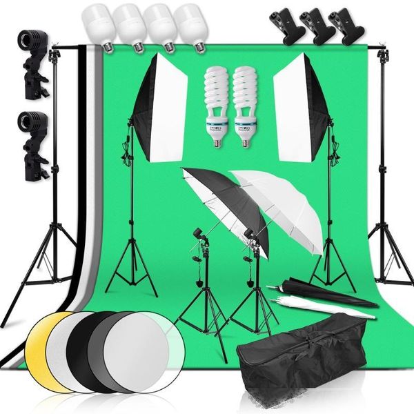 

2*3m background support system p umbrellas softbox continuous lighting kit 25/135w light bulb for pgraphy video shooting
