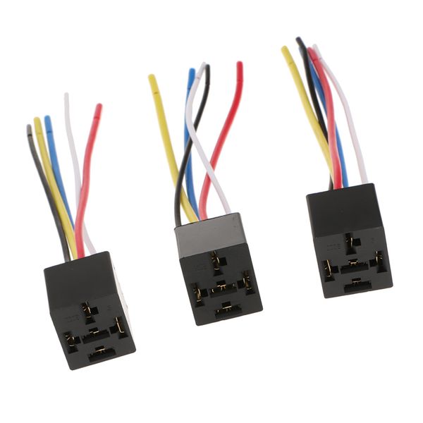 

3 pieces prewired automotive 40a 5 pin relay socket connector holder 12v/24v