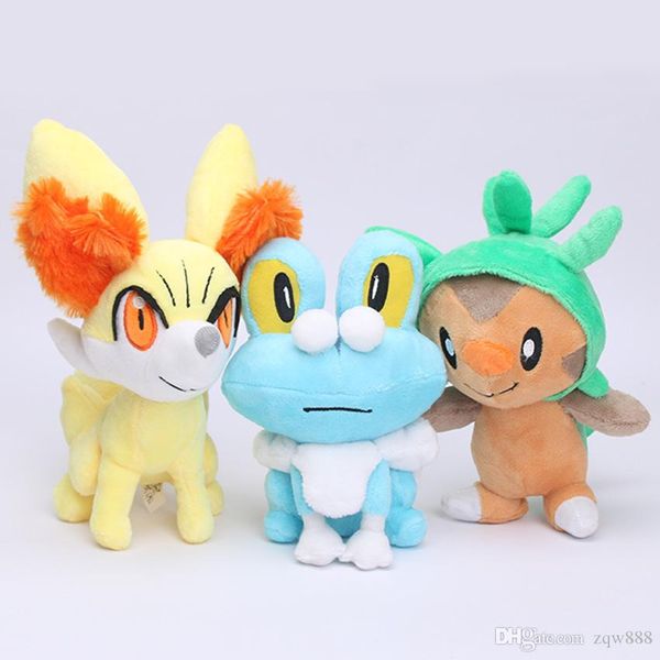 

new arrival 100% cotton 17-20cm chespin fennekin froakie plush doll stuffed toy for baby gifts