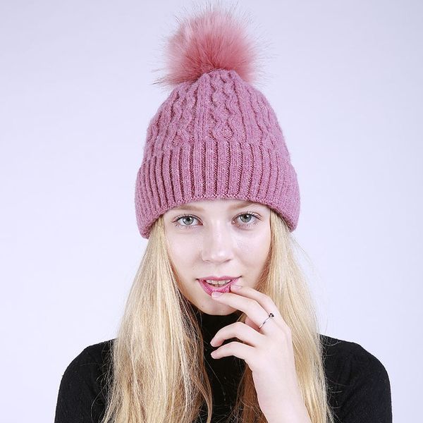 

beanie/skull caps mingjiebihuo winter fashion solid color jacquard knitted fine wool soft plus cashmere women girls warm outdoor hat, Blue;gray