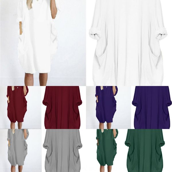 

new women's 2019 casual loose pocket long sleeve new women's dress 2019 casual loose pocket long sleeve dress pc9ba, Black;gray