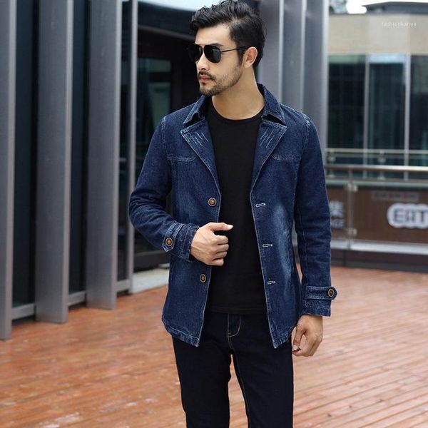 

джинсовая куртка сплошного цвета с длинным рукавом slim fit coat мужской high street одежда мужская нагрудные шеи, Black;brown