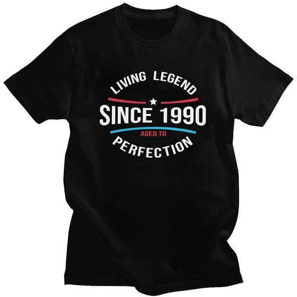 

living legend since 1990 shirt aged to perfection tshirt men cotton 30th 30 years old birthday gift tee short sleeve t-shirt