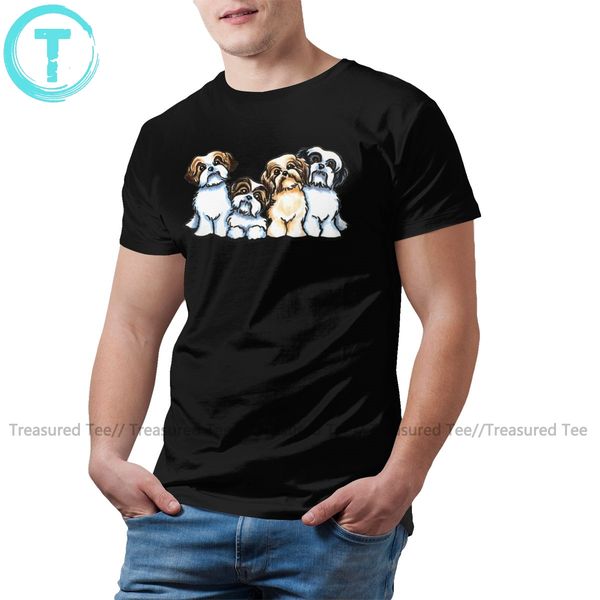 

puppies shih tzu t shirt four shih tzu t-shirt fun 100 cotton tee shirt print 4xl short sleeve men tshirt