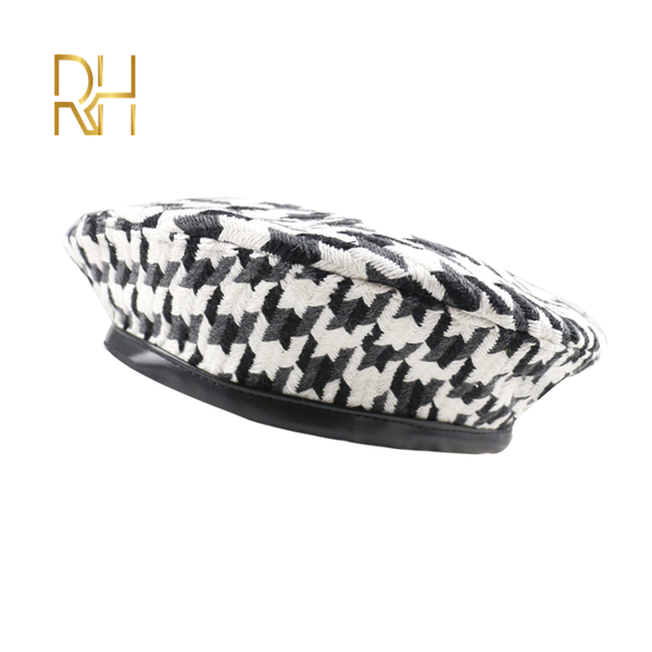 

new trend female classic plaid berets brand style fall winter paris hat red houndstooth beret adjustable 5 colors wholesale rh, Blue;gray