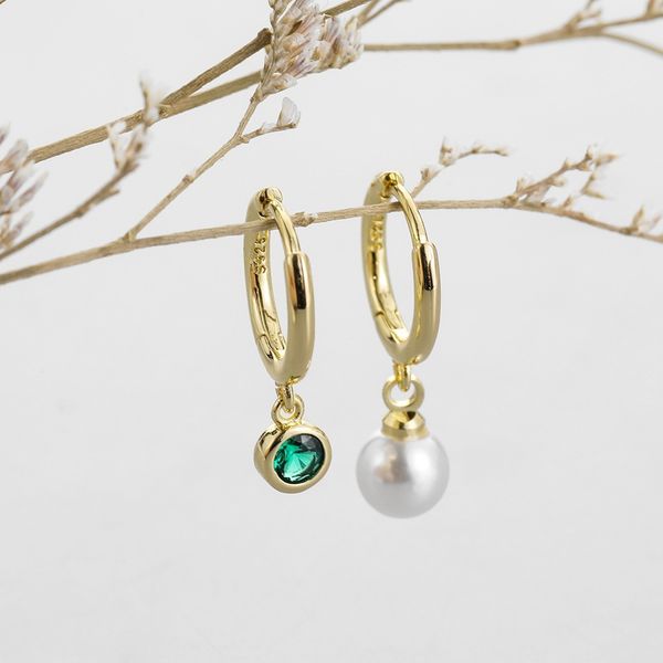 

hoop & huggie uilz bohemia pearl green stone gold hoops earrings anniversary birthday wedding fashion jewelry gifts for women cel1257, Golden;silver