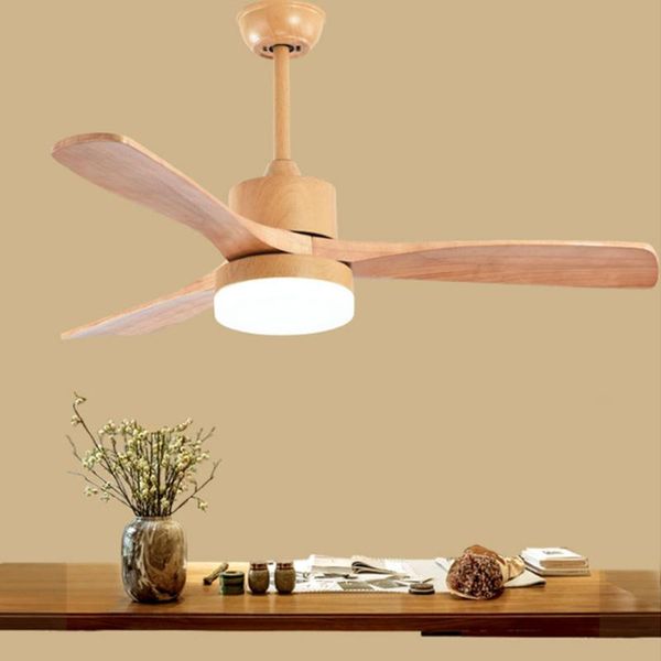 

electric fans led ceiling wooden lamp for living room 220v fan with lights 42 48 52 inch blades cooling remote dimming