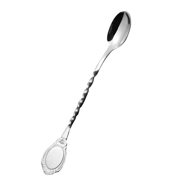 

spoons iced coffee 304 stainless steel cocktail stirring spoon with long handle