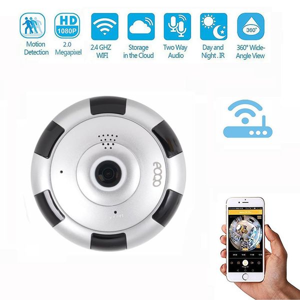 

Wireless Camera Panoramic 360 Degree 200W Pixel Wifi Network Mobile Phone Remote Card Surveillance Camera White Circle