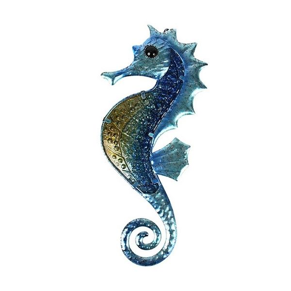 

garden artwork of metal seahorse wall decoration with painting glass for miniature garden decoration outdoor statues and home t200117