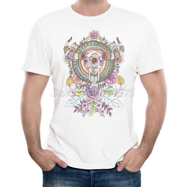 

new arrivals 2019 men's fashion bull mandala printed t shirt cool summer casual tee