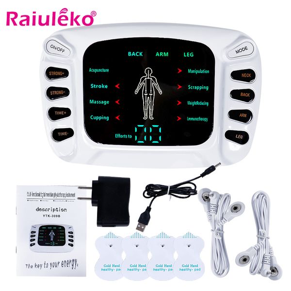 

dual output tens acupuncture electric therapy massager ems muscle stimulator 8 modes meridian physiotherapy apparatus massager