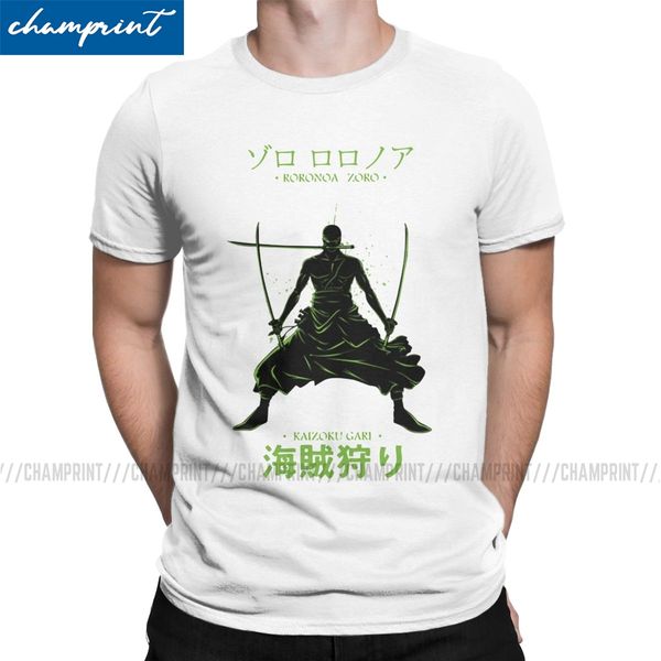 

the pirate samurai тенниски мужская хлопок досуг t-shirt roronoa зоро swordman one piece манга tee рубашка с коротким рукавом топы 5xl