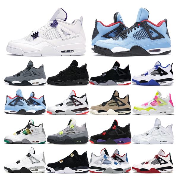 

new arrival mens trainers basketball shoes 4s black cat white cement purple cactus jack lemon pink women men sport sneaker fashion