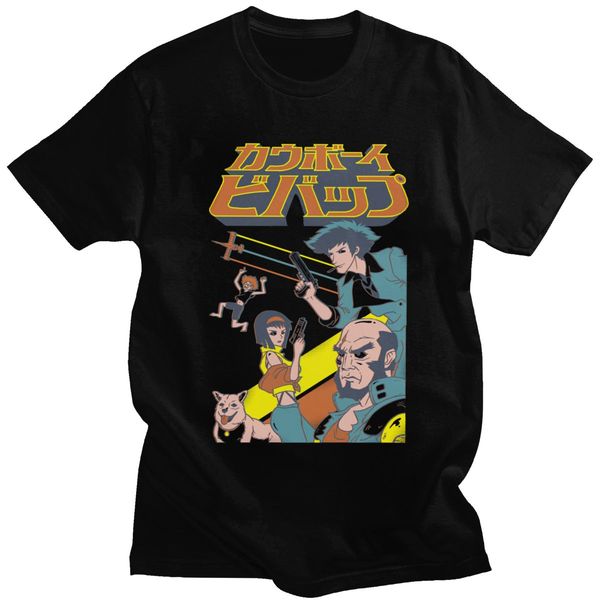 

retro space cowboy bebop tshirt мужчины 100% хлопок японского аниме тройники коротким рукавом лето tshirt манга graphic рубашка мерч подарко