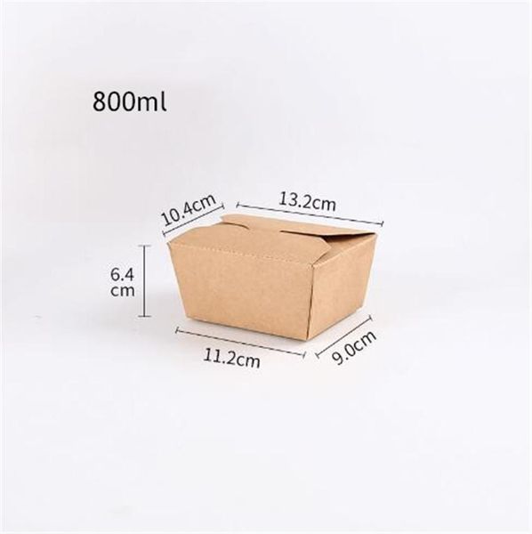 

disposable kraft paper lunch boxes takeaway fast food box folding boxes rectangular packing box tearable packing boxes a02