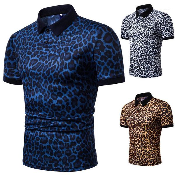 

lapel neck leopard printed mens tshirts casual mens designer clothing summer mens designer polos fashion slim, White;black
