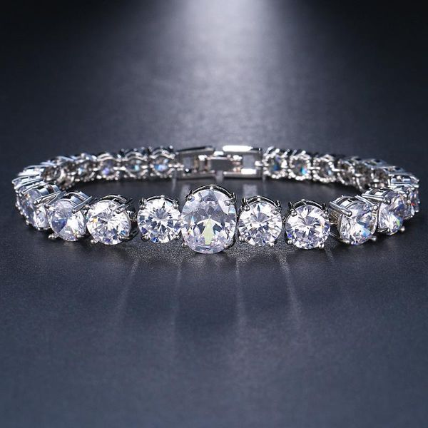 

emmaya luxury big crystal bracelets for women silver color zircon bracelets & bangles femme bridal wedding jewelry, Black