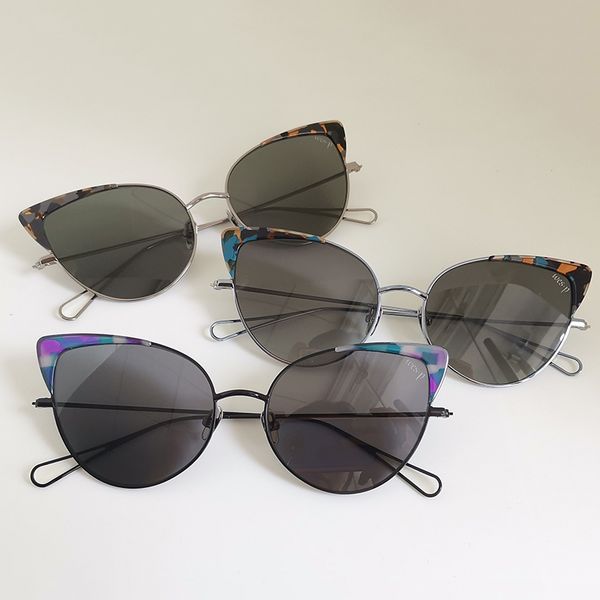 

cat eye ladies sunglasses women 2020 stainless steel frame+cr39 polarized lens, White;black