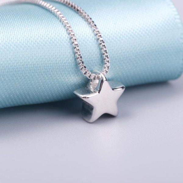 

100% silver 925 necklace shiny star necklace sterling silver jewelry fashion necklaces & pendants