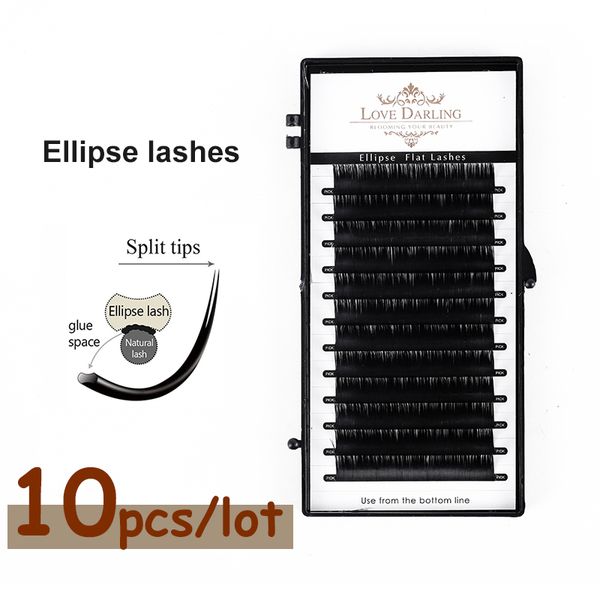 

false eyelashes love darling 10 cases/lot ellipse flat eyelash extension mink cilia faux matte