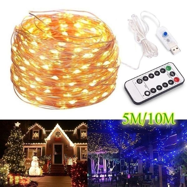 

2/10/20m strip light led string light cooper remote control xmas garland holiday fairy wedding party christmas decoration