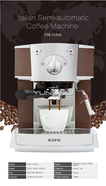 

Espresso Coffee Maker Commercial/Household Coffee Machine Semi-automatic Italian Coffee Maker TSK-1152A for home and so on
