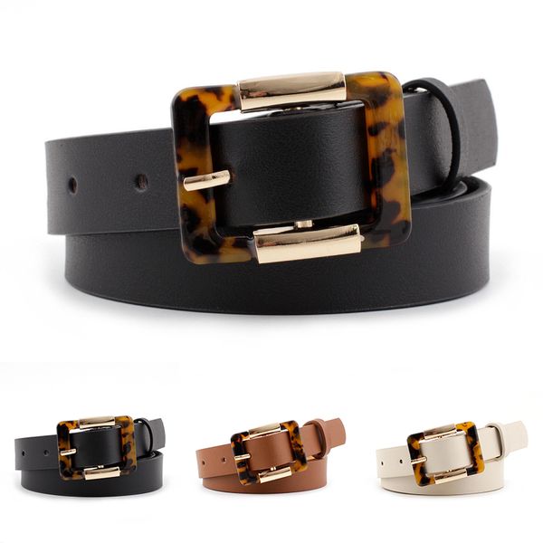 

new classic waistband jeans dresses coats belt casual pin buckle leather belt fashion leopard buckle for women, Black;brown