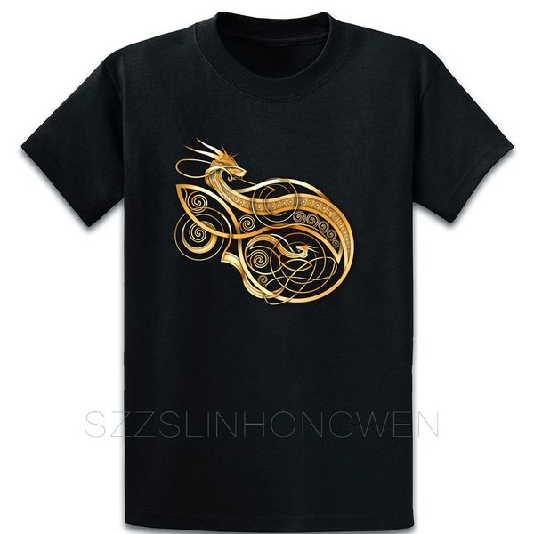 

gold norse dragon t shirt graphic spring design short sleeve unique over size s-5xl letter comical shirt