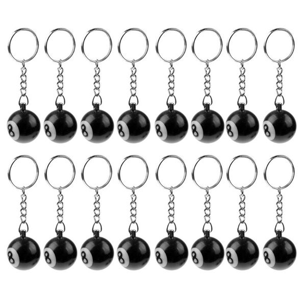 

16 pcs billiard pool keychain snooker table ball key ring gift lucky no.8 keychain 25mm black, Silver