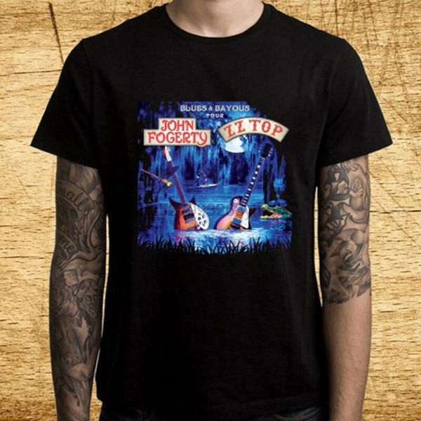 

new john fogerty & zz musician legend logo men's black t-shirt size s-3xl