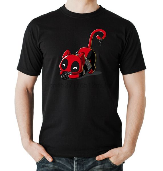 

pool cat t-shirt boys black deadpool comic film