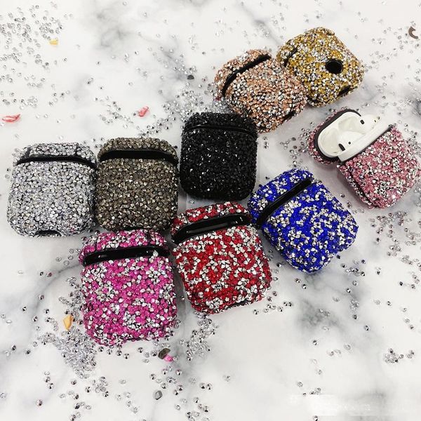 

luxury hybrid bling shiny full diamond decorative case for apple airpods 1 case wireless bluetooth earphone protective cover bag