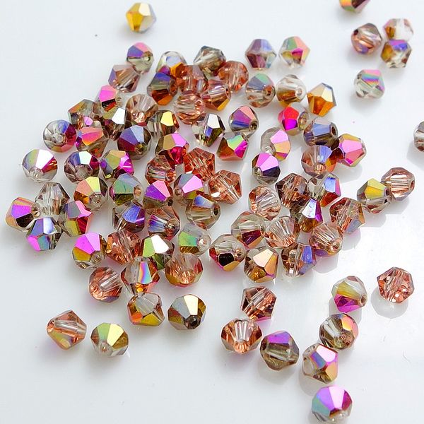 

other wholesale crystal glass 5301 # loose spacer bicone beads 3mm 4mm 6mm half rose copper