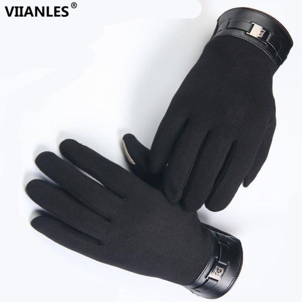 

viianles touched screen mittens cotton wrist winter mittens fashion cloth plush feeling men glove black beanies, Blue;gray